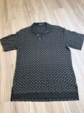 Polo by Ralph Lauren Black Polo with Beige Floral Dot Pattern